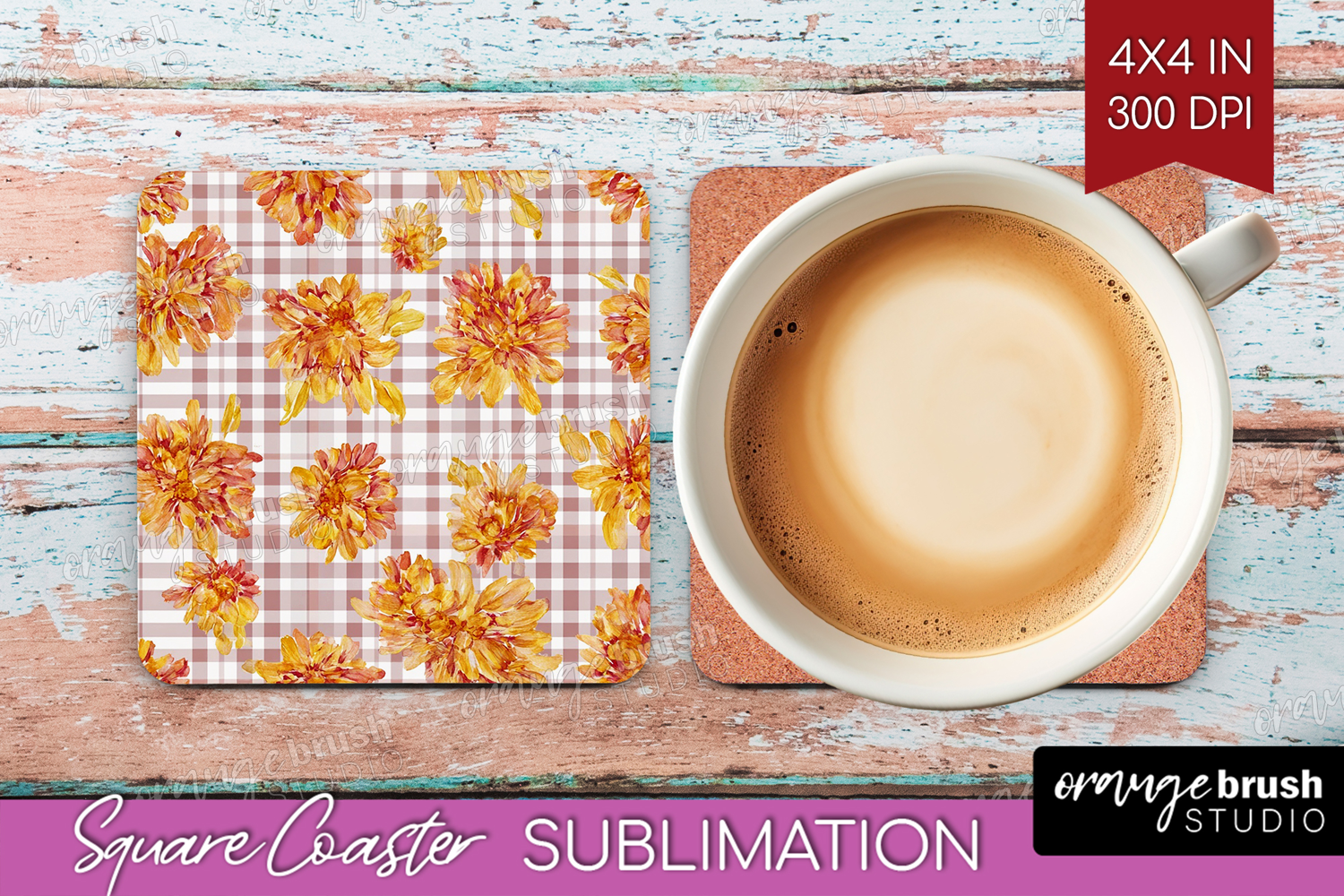 Cozy Autumn Square Coaster - Harvest Season Coaster PNG product image 1