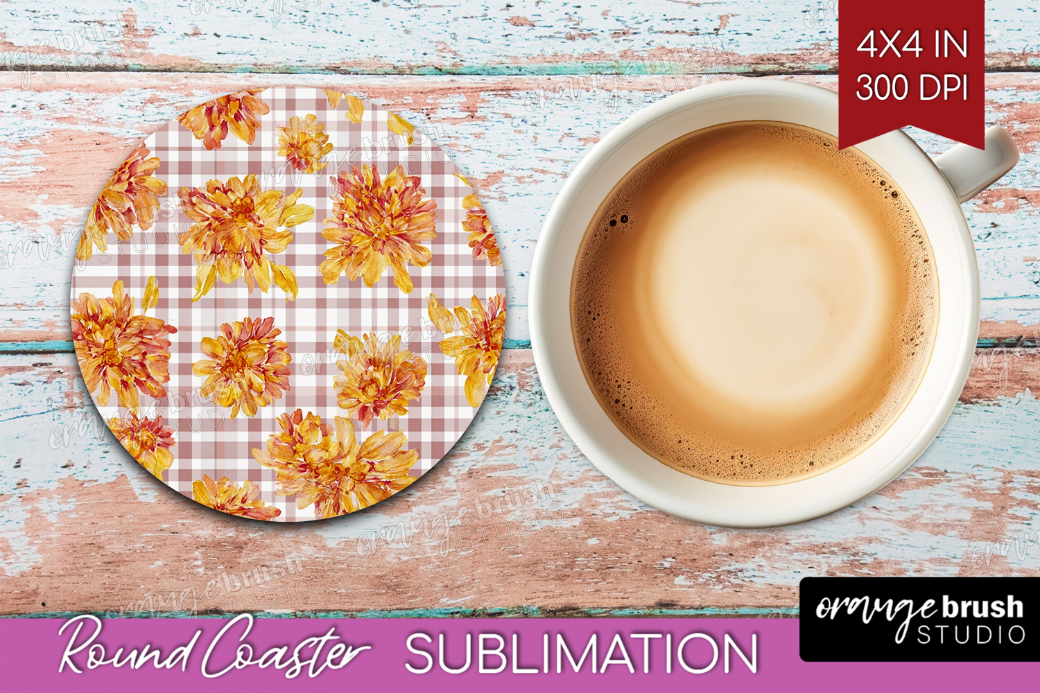 Cozy Autumn Round Coaster - Harvest Season Coaster PNG product image 1