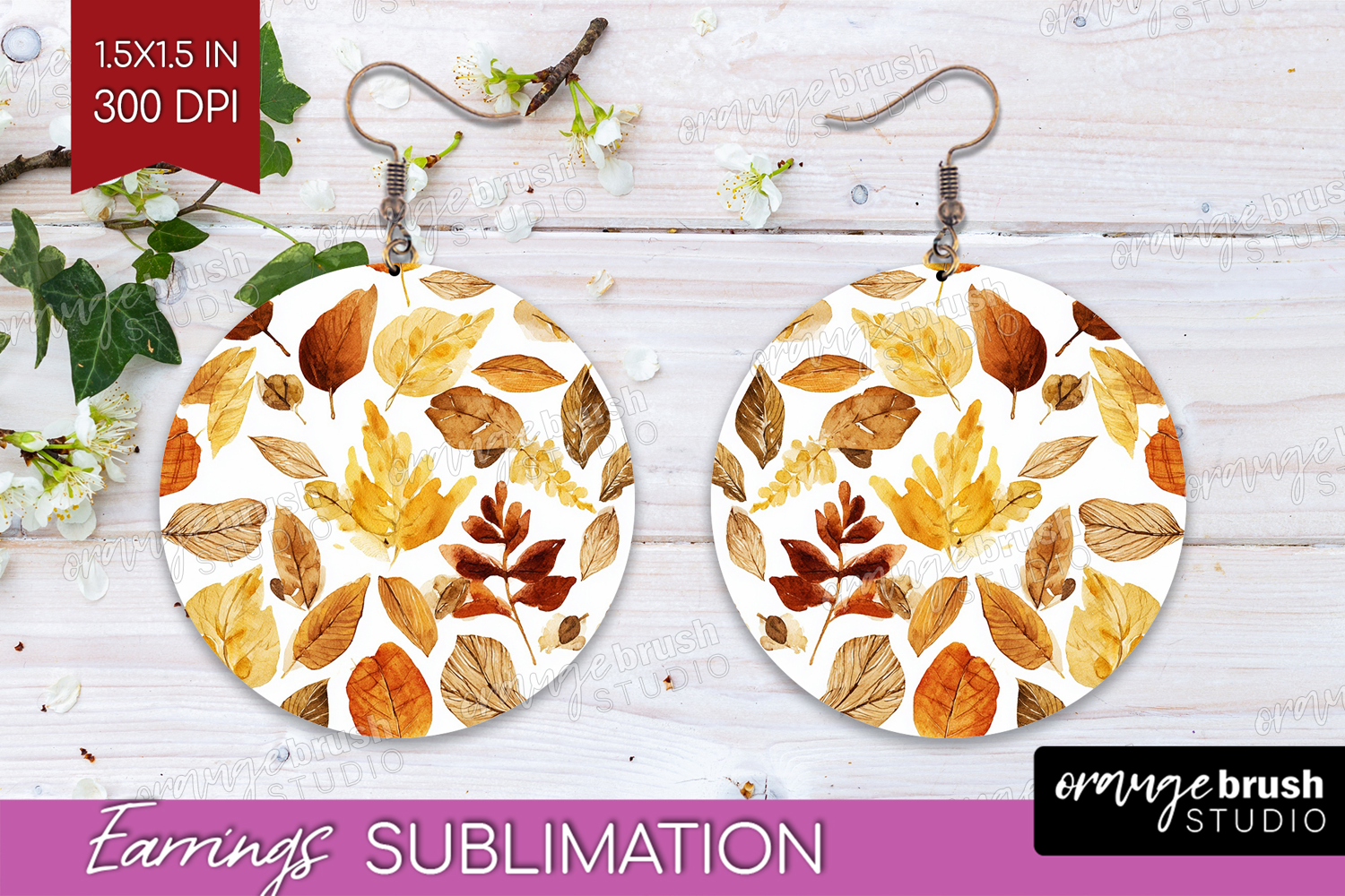Cozy Autumn Round Earrings - Harvest Season PNG Sublimation product image 1