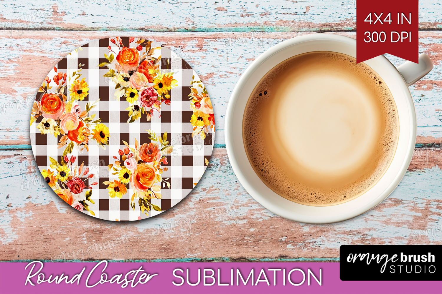 Cozy Autumn Round Coaster - Harvest Season Coaster PNG product image 1