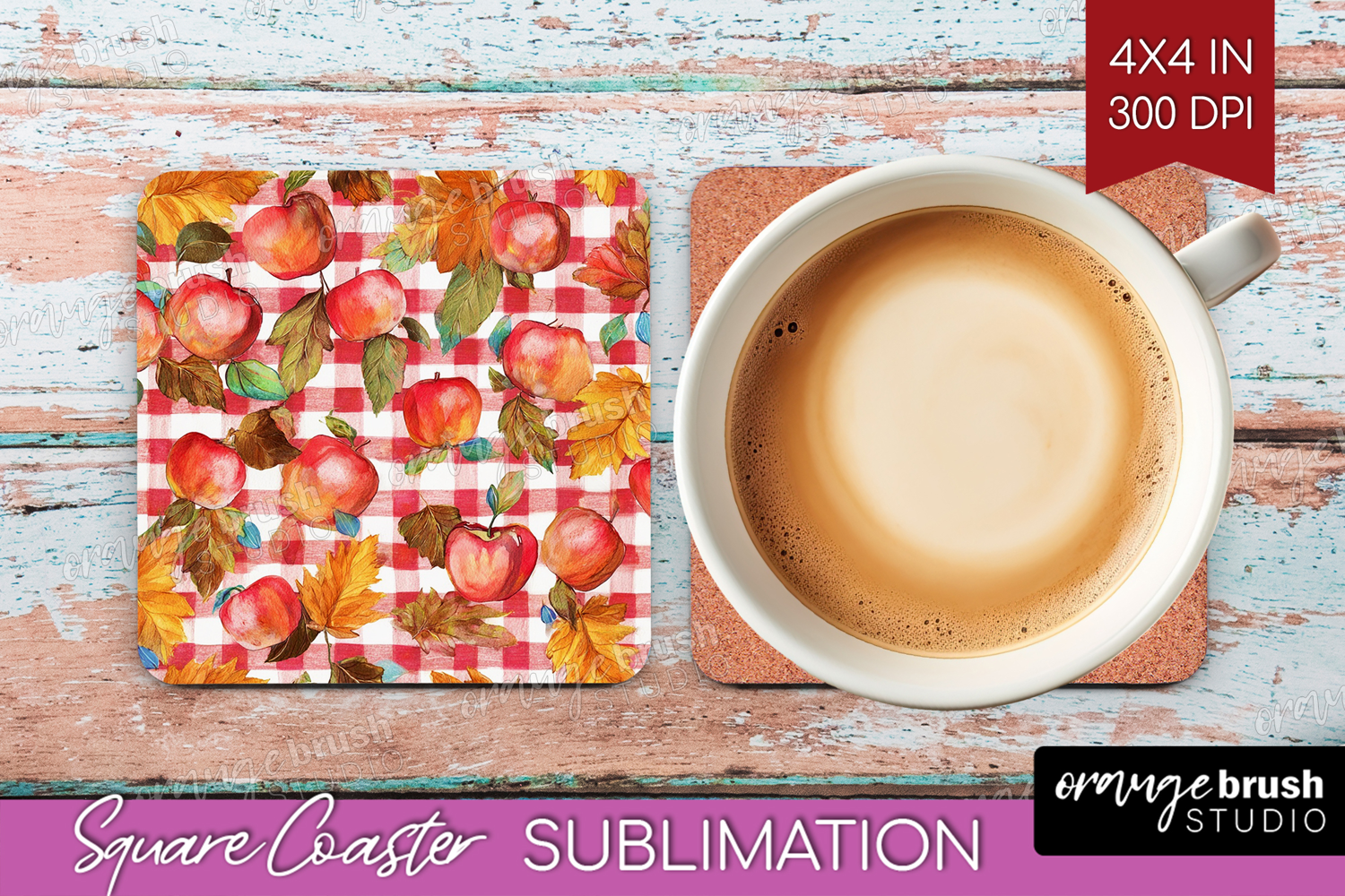 Cozy Autumn Square Coaster - Harvest Season Coaster PNG product image 1