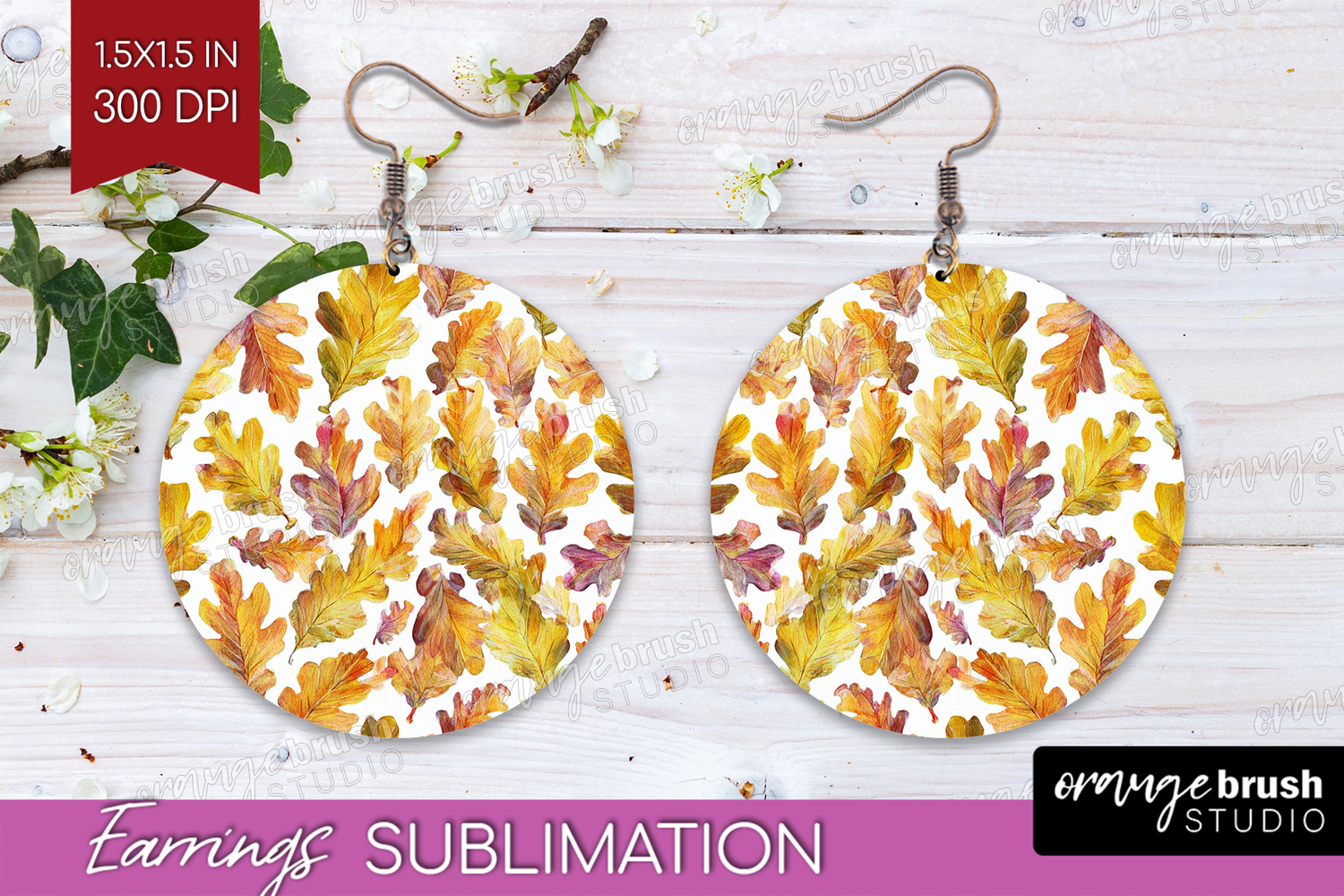 Cozy Autumn Round Earrings - Harvest Season PNG Sublimation product image 1