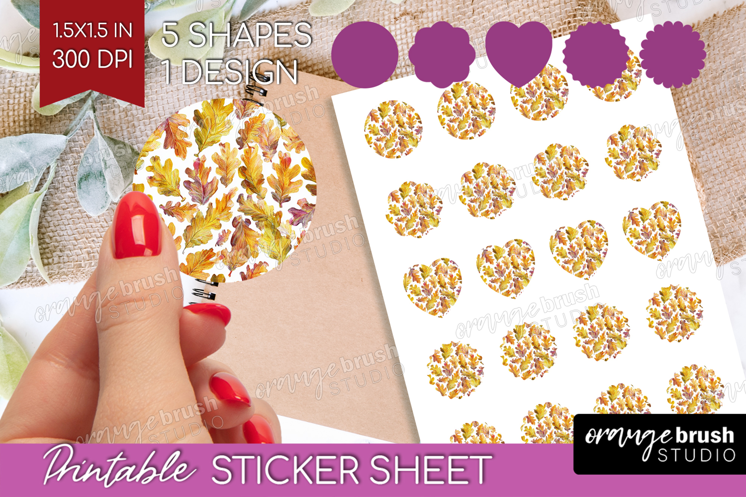 Cozy Autumn Round Sticker - Harvest Season Printable Sticker product image 1