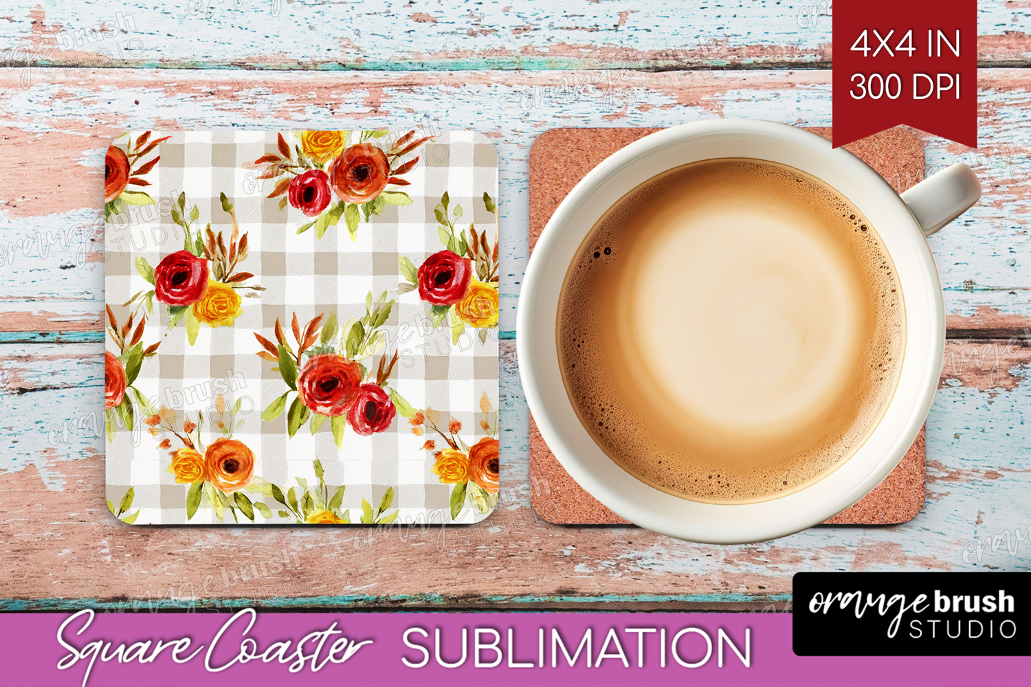 Cozy Autumn Square Coaster - Harvest Season Coaster PNG product image 1