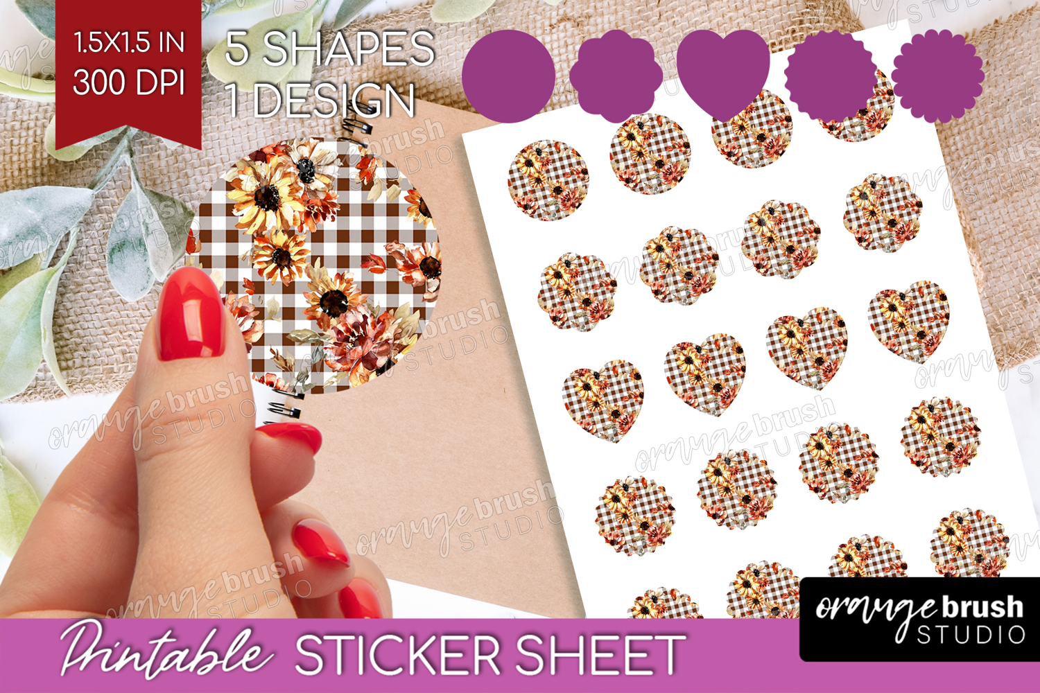Cozy Autumn Round Sticker - Harvest Season Printable Sticker product image 1