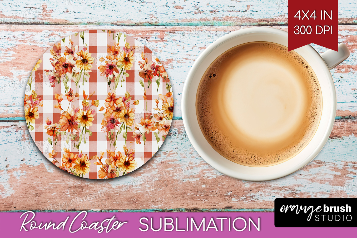 Cozy Autumn Round Coaster - Harvest Season Coaster PNG product image 1