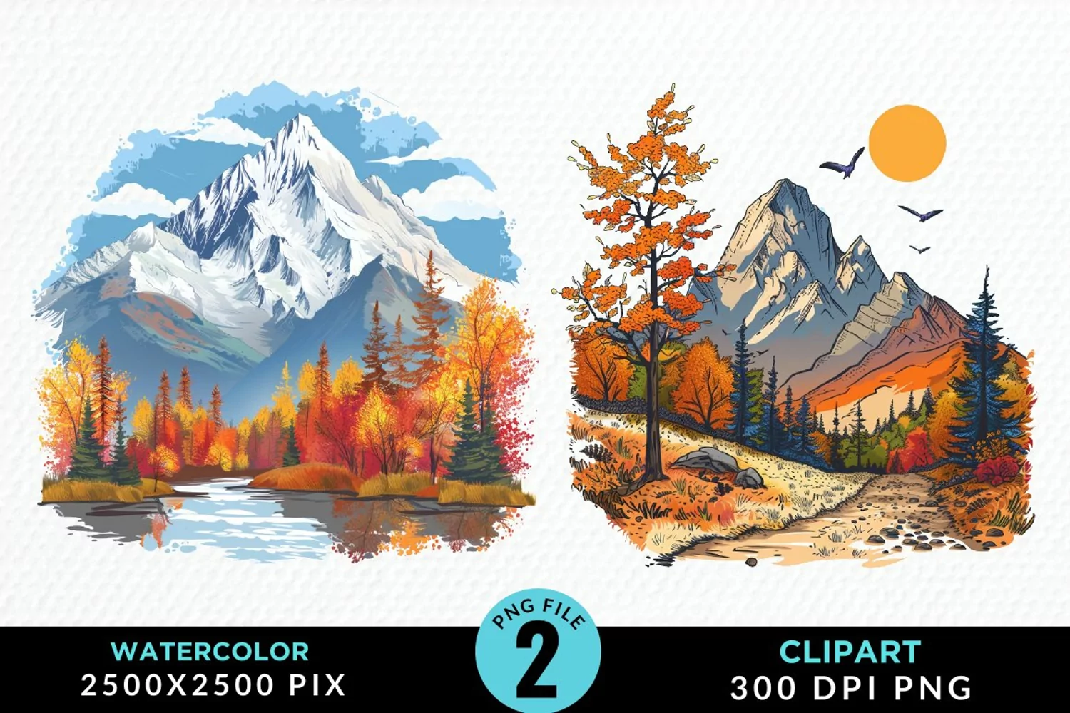 Watercolor Autumn Scene Graphic Clipart product image 1