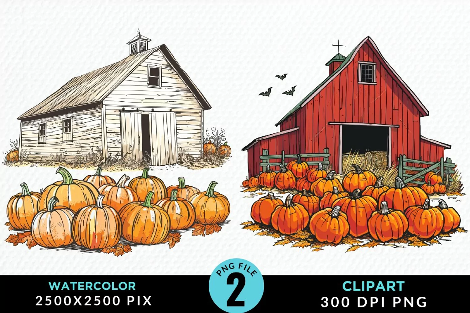 Watercolor Autumn Scenes Illustration Clipart product image 1