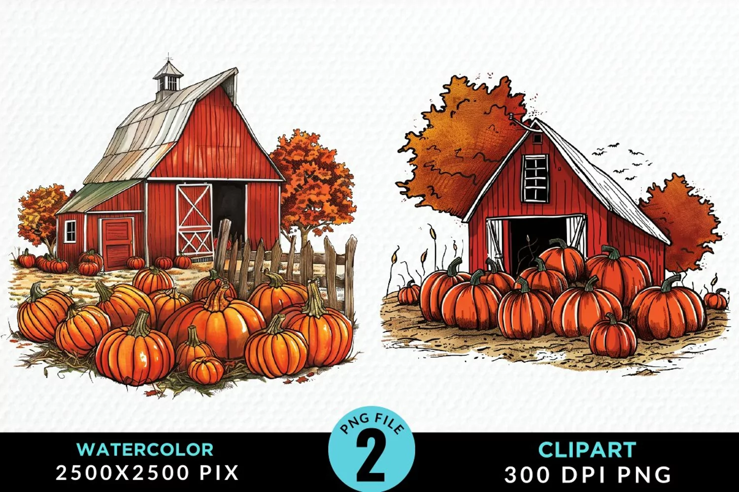 Watercolor Autumn Scenes Illustration Clipart product image 1