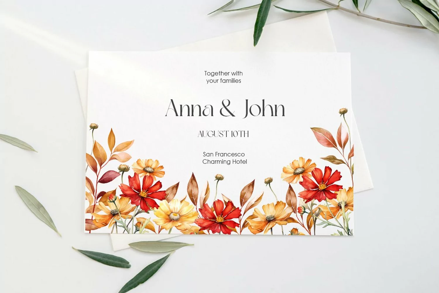 Watercolor autumn wildflowers border