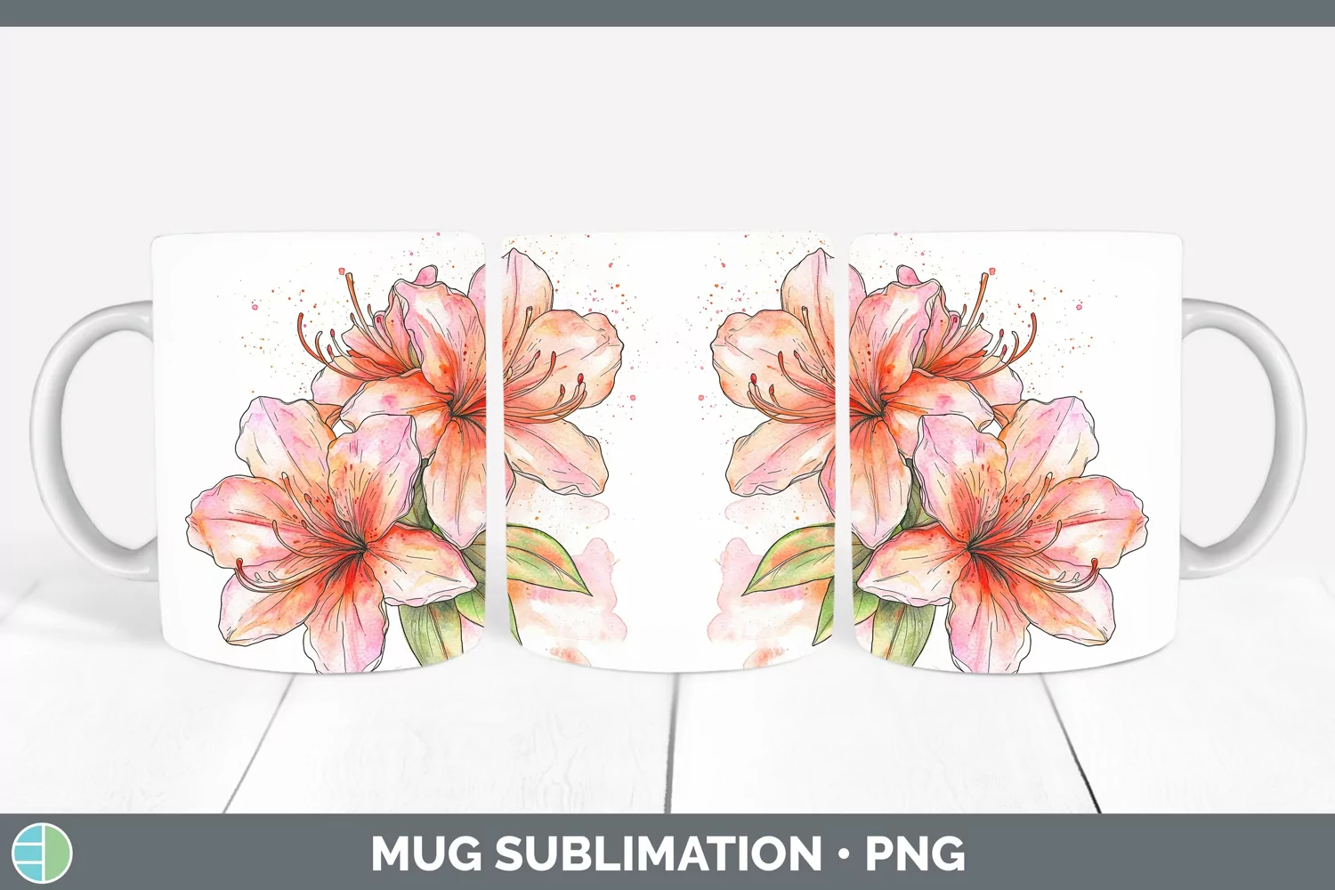 GorgeousWatercolor Mug Wrap design.