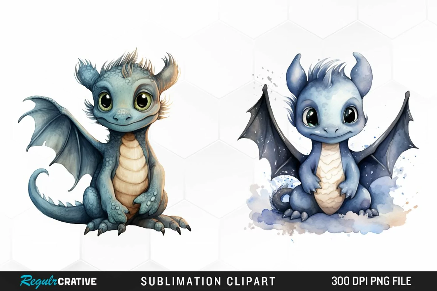Watercolor Baby Dragon Exquisite Clipart product image 1