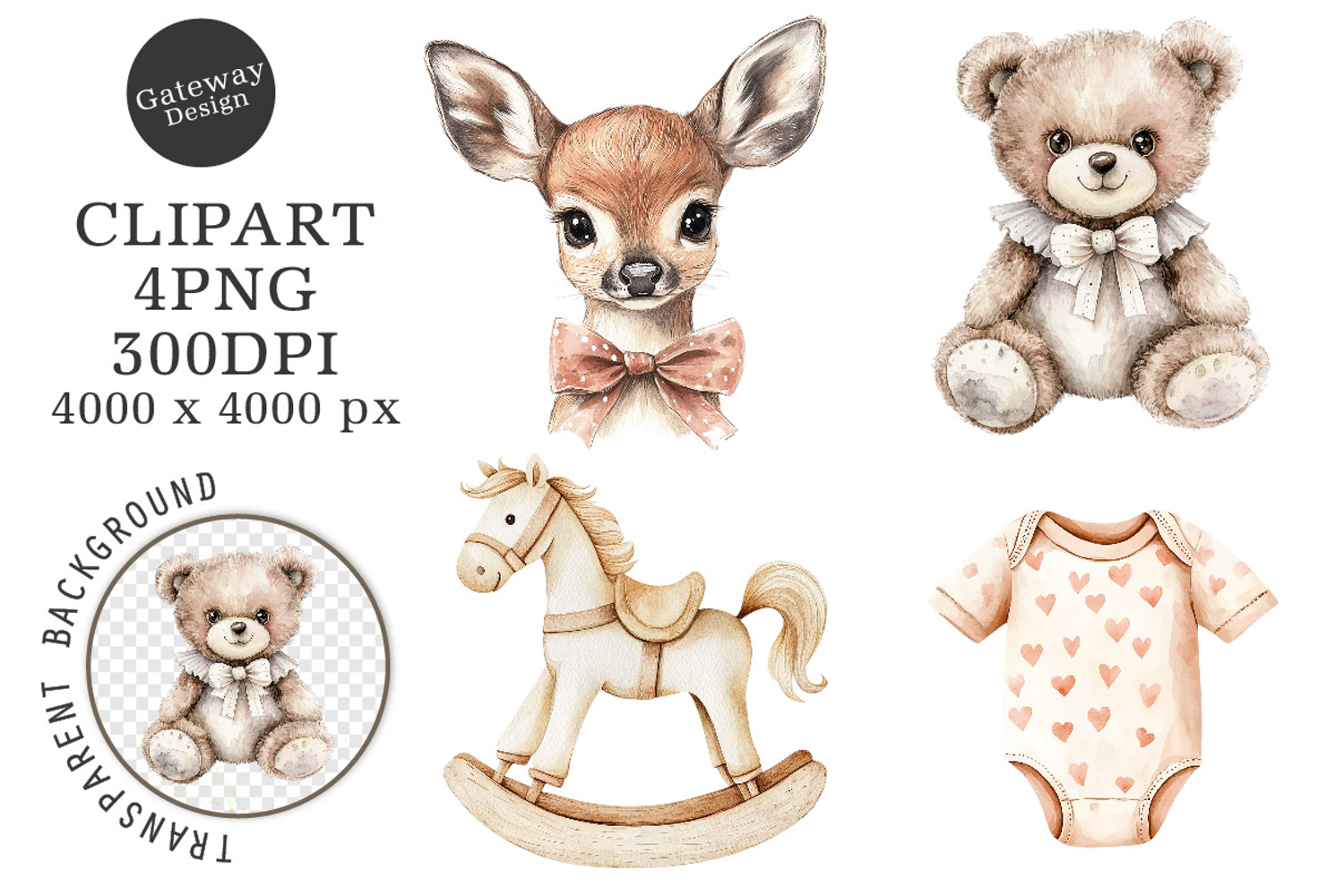 Watercolor baby shower clipart product image 1