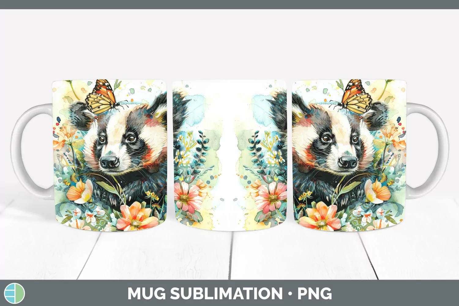 GorgeousWatercolor Mug Wrap design.