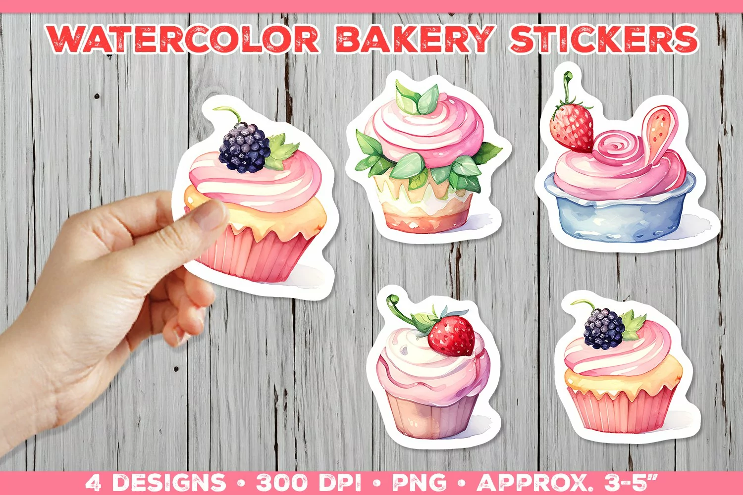 Digital Watercolor Baking Stickers. Stickers Sweety PNG product image 1