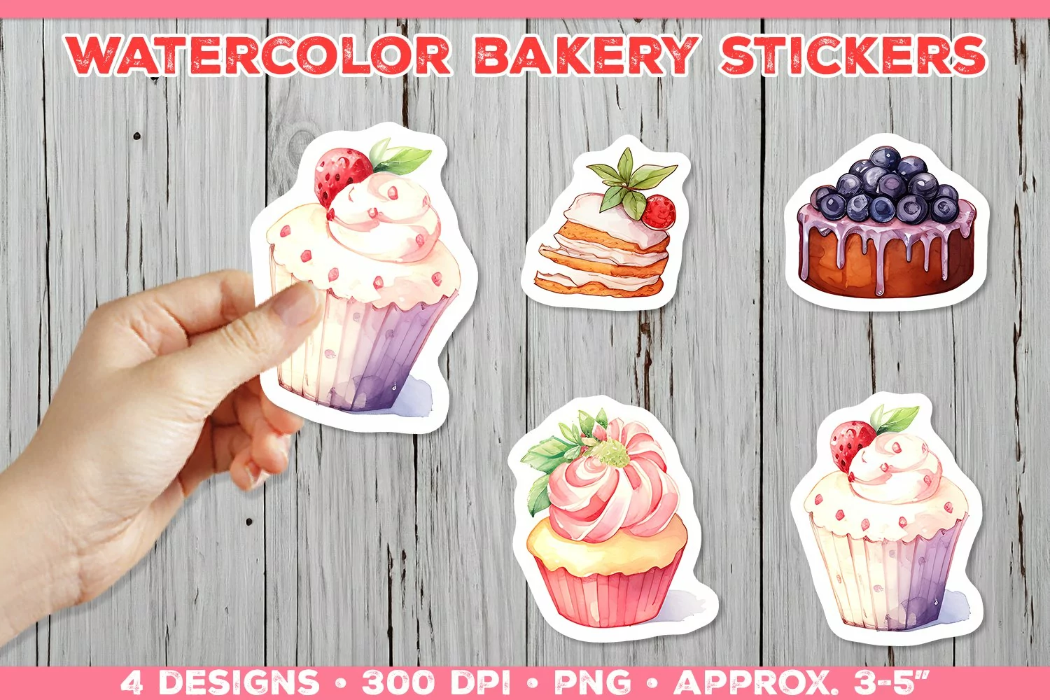 Digital Watercolor Baking Stickers. Stickers Sweety PNG product image 1