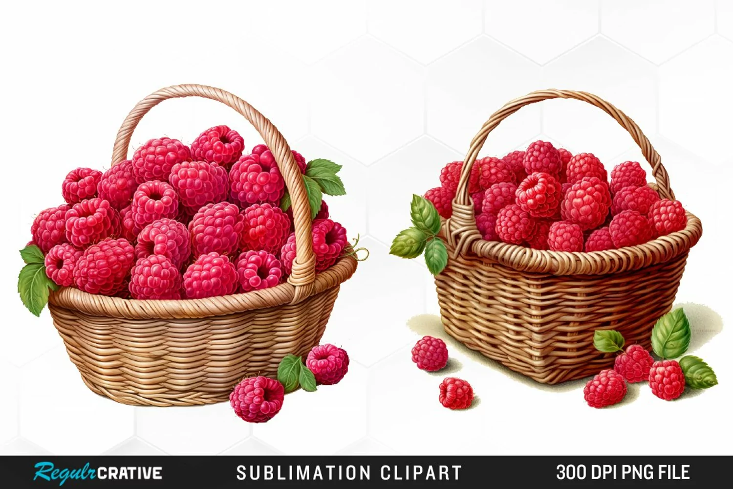 Watercolor Basket Raspberry Clipart product image 1