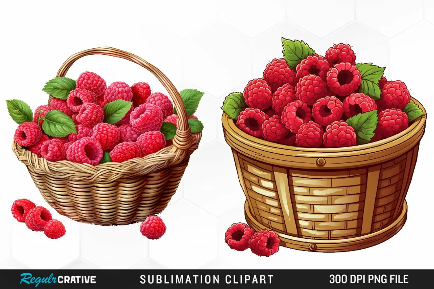 Watercolor Basket Raspberry Clipart product image 1