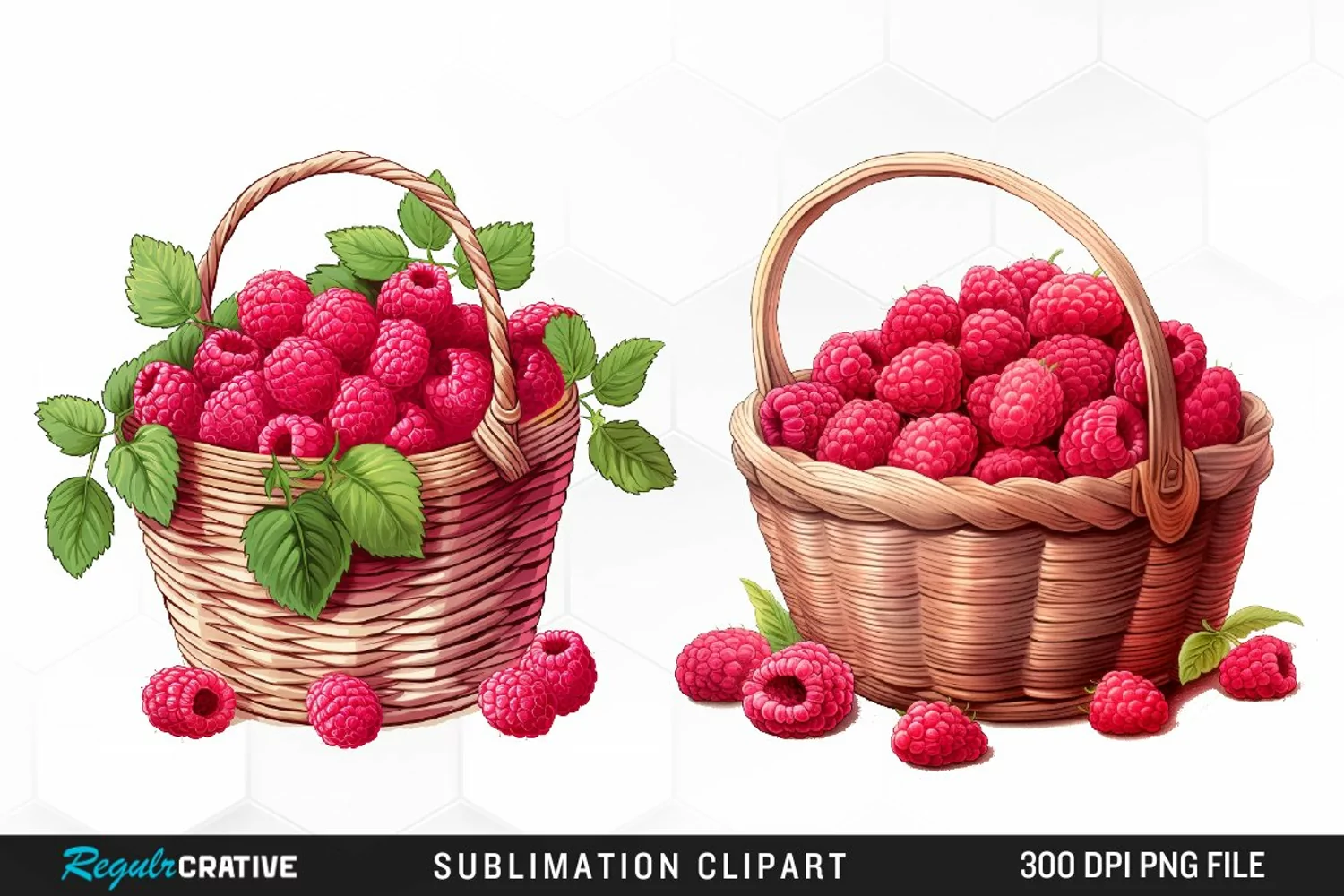 Watercolor Basket Raspberry Clipart product image 1