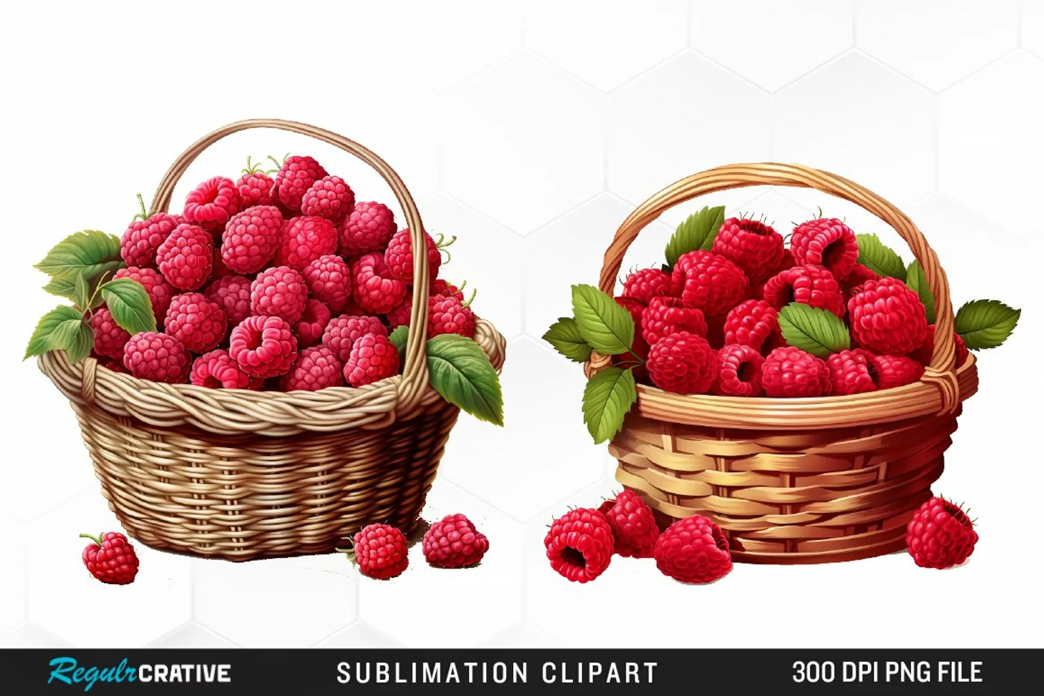 Watercolor Basket Raspberry Clipart product image 1