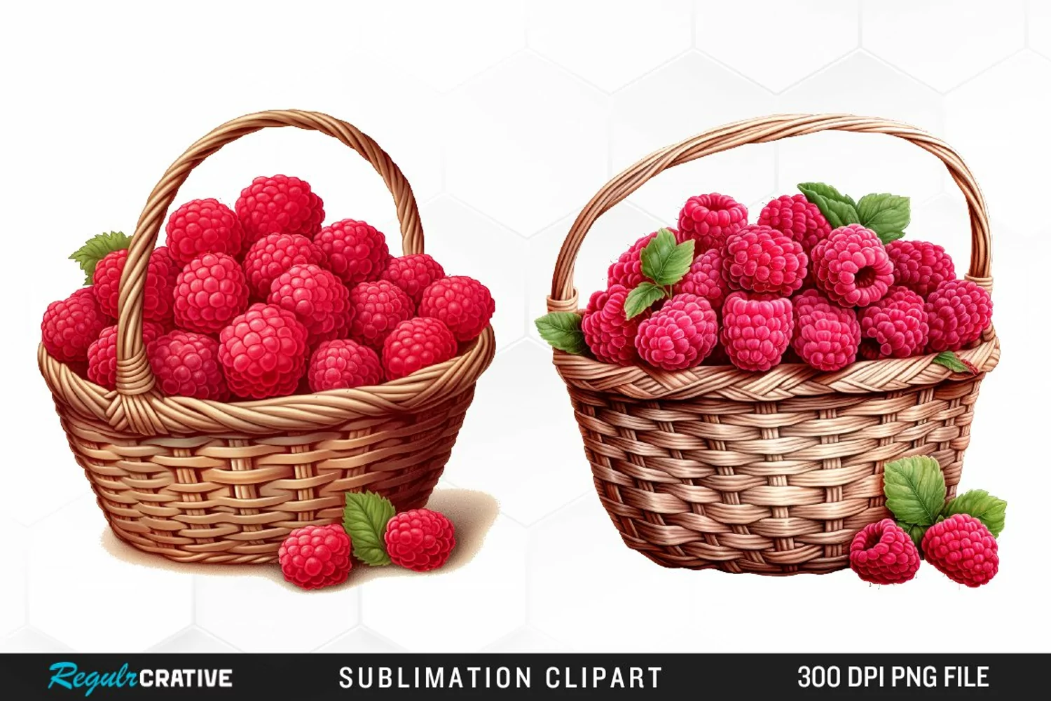 Watercolor Basket Raspberry Clipart product image 1