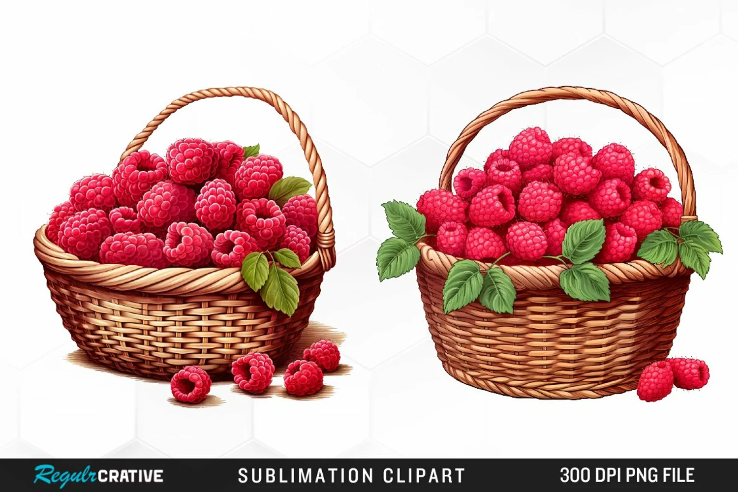 Watercolor Basket Raspberry Clipart product image 1