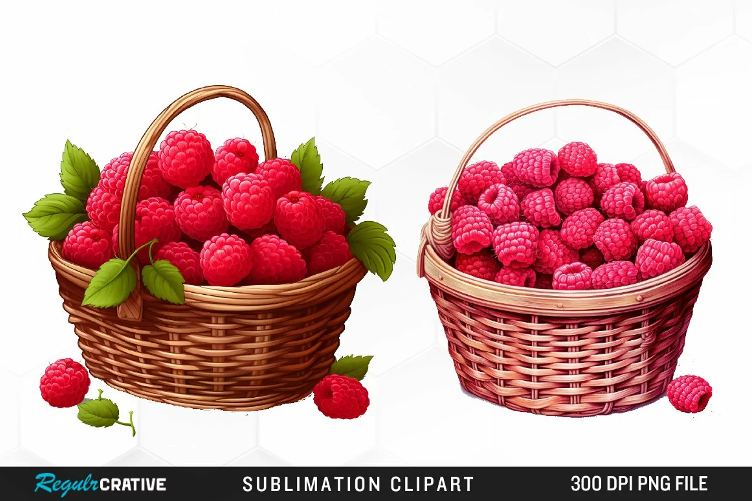 Watercolor Basket Raspberry Clipart product image 1