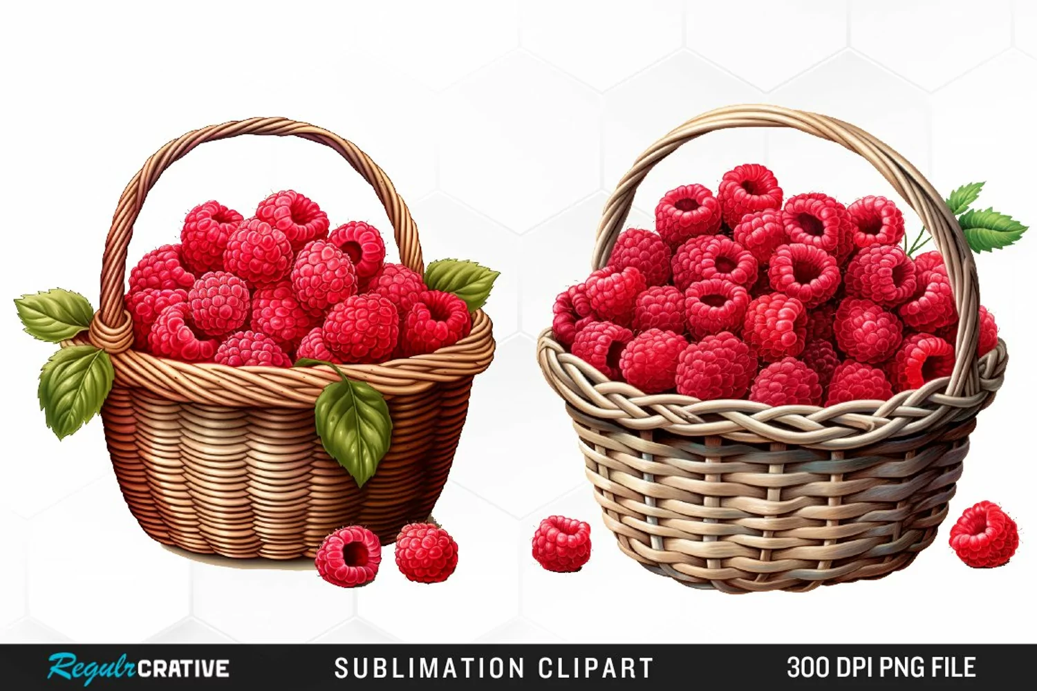 Watercolor Basket Raspberry Clipart product image 1