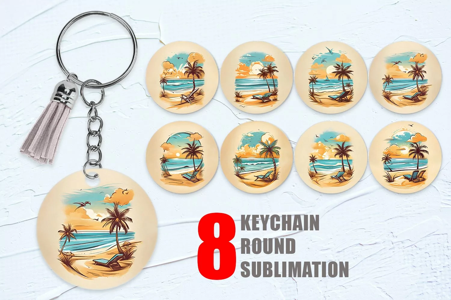 Watercolor Beach Keychain | Keyring product image 1
