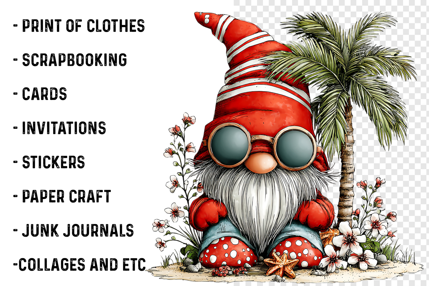 Watercolor Beach Gnome Clipart product image 1