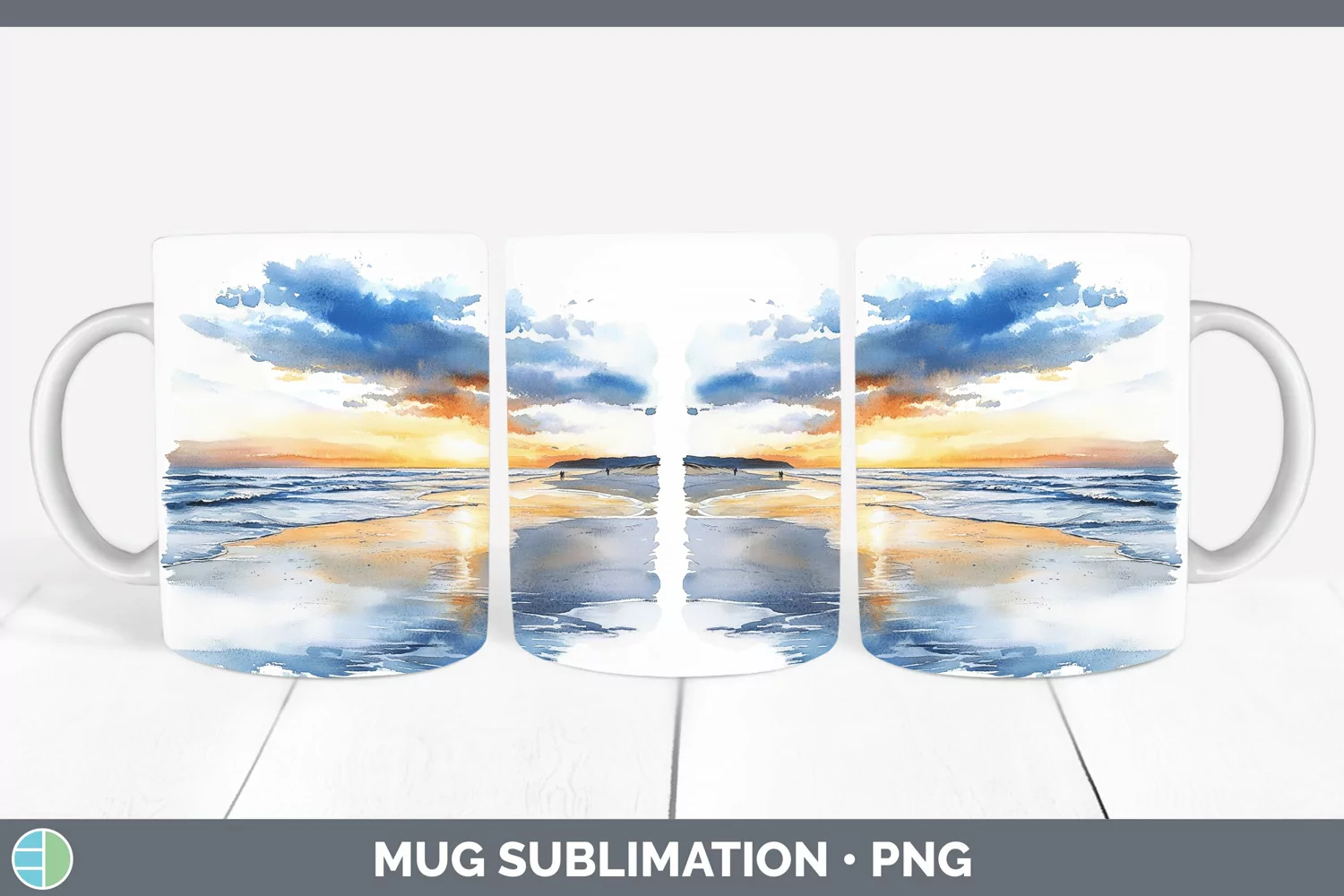 GorgeousWatercolor Mug Wrap design.