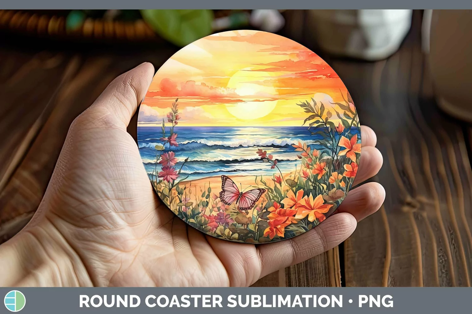 GorgeousWatercolor Round Coaster design.