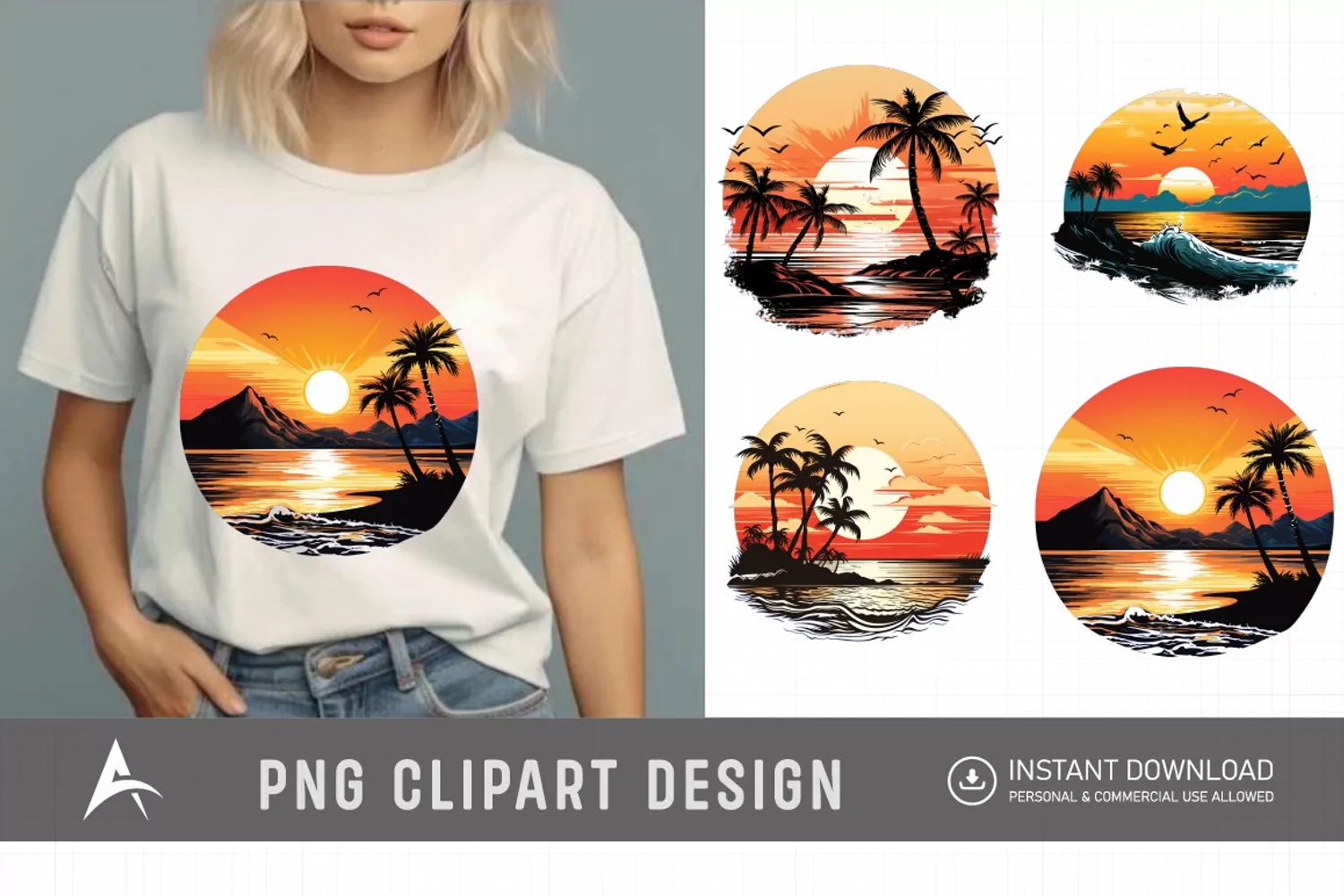 Watercolor Beach Sunsets Clipart product image 1