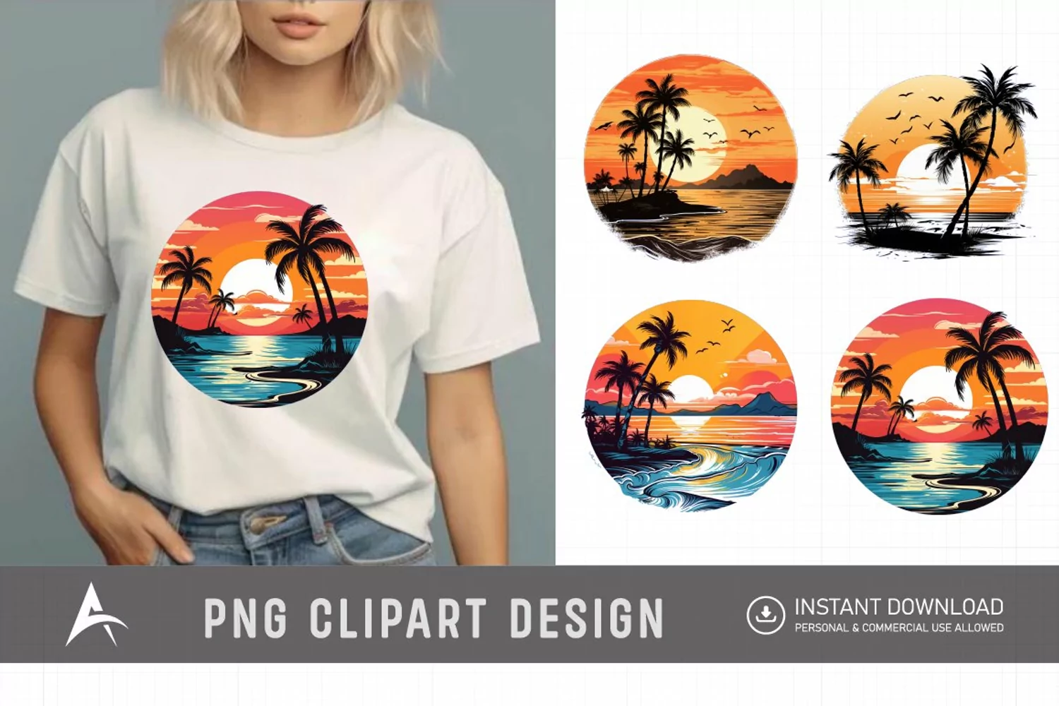 Watercolor Beach Sunsets Clipart product image 1