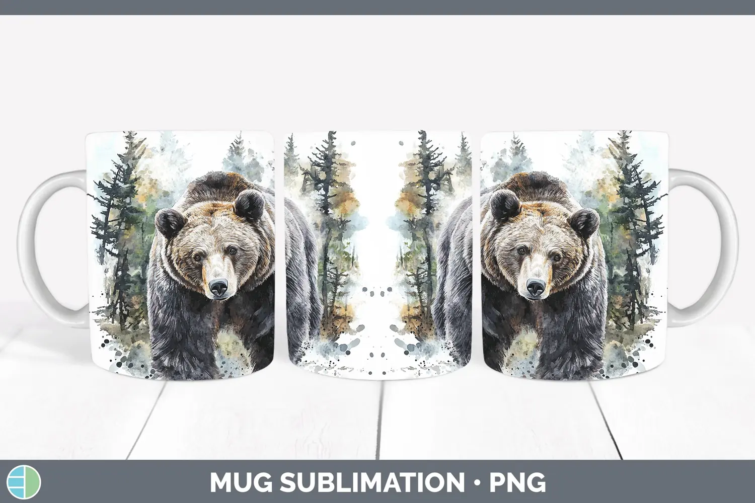 GorgeousWatercolor Mug Wrap design.