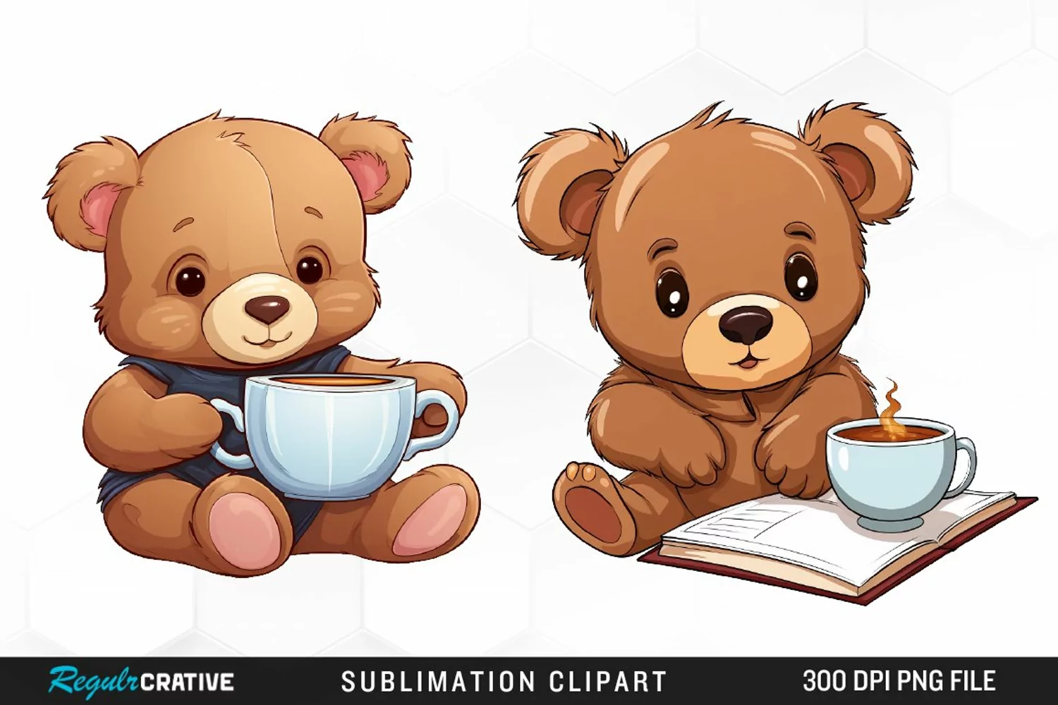 Watercolor Bears Sublimation PNG Clipart product image 1