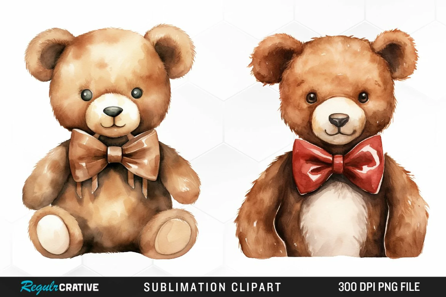 Watercolor Bears Sublimation PNG Clipart product image 1