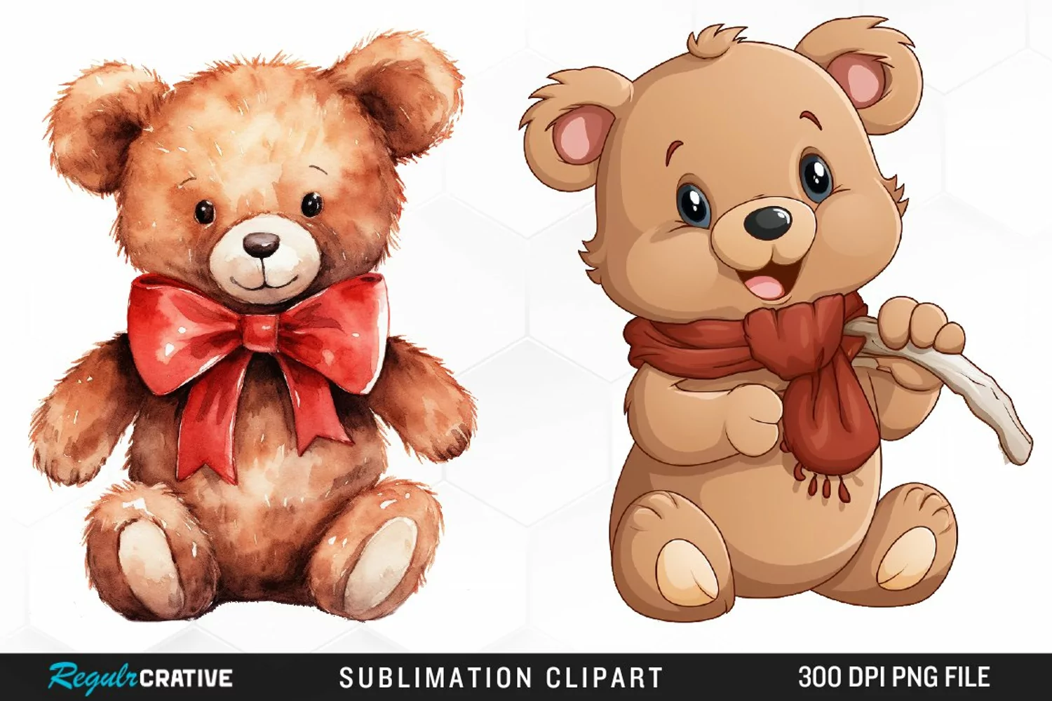 Watercolor Bears Sublimation PNG Clipart product image 1