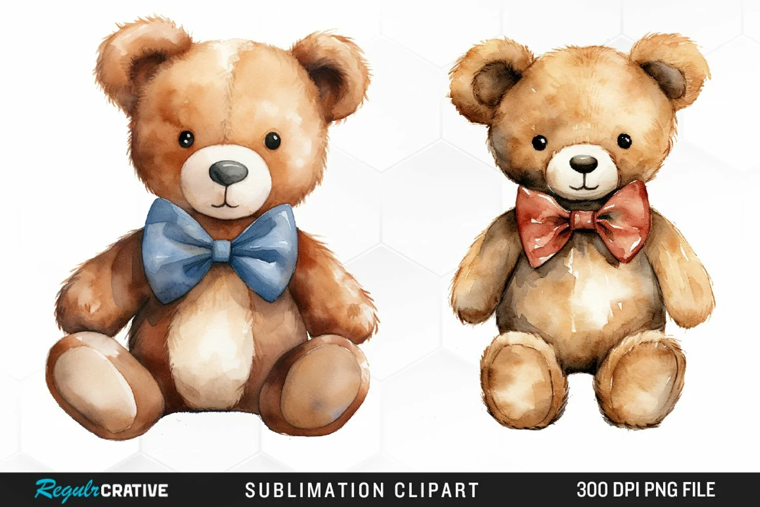 Watercolor Bears Sublimation PNG Clipart product image 1