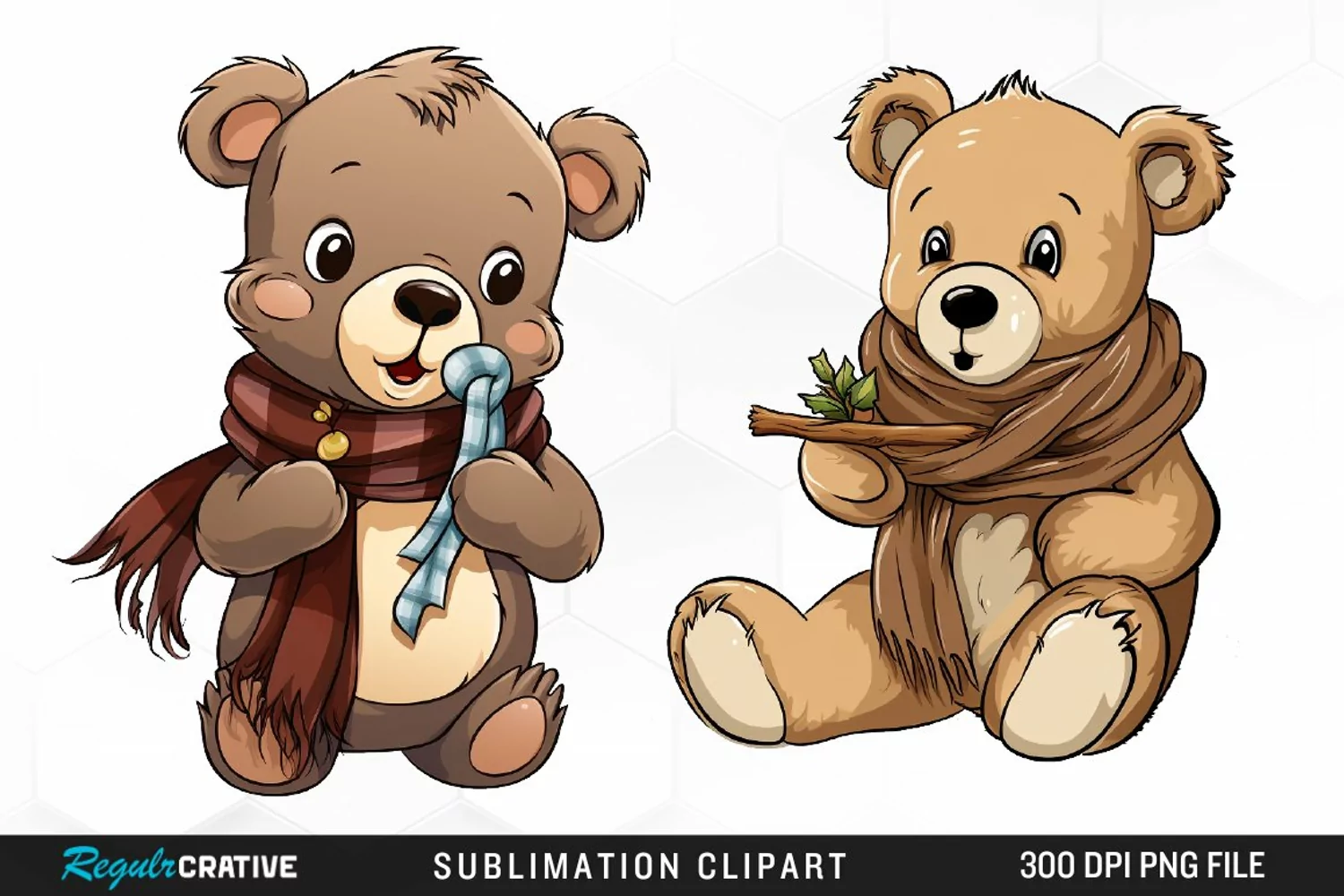 Watercolor Bears Sublimation PNG Clipart product image 1