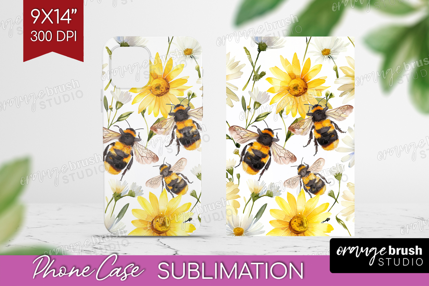 Bee Phone Case PNG - Watercolor Bee Case PNG Sublimation product image 1