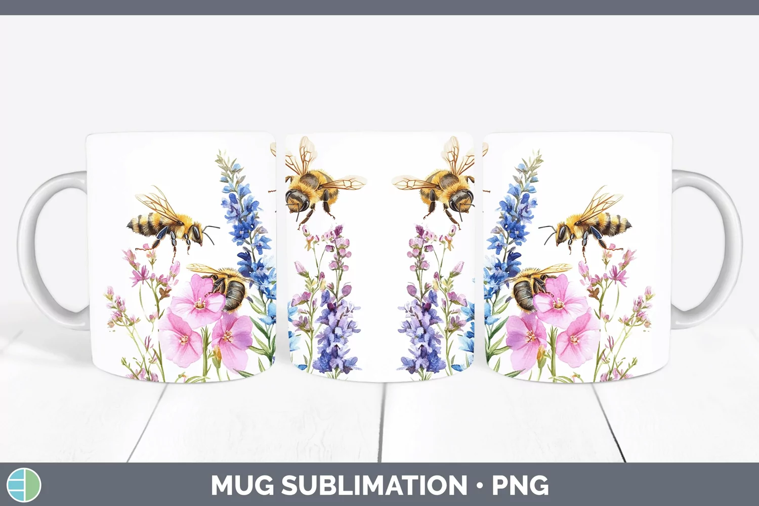 GorgeousWatercolor Mug Wrap design.