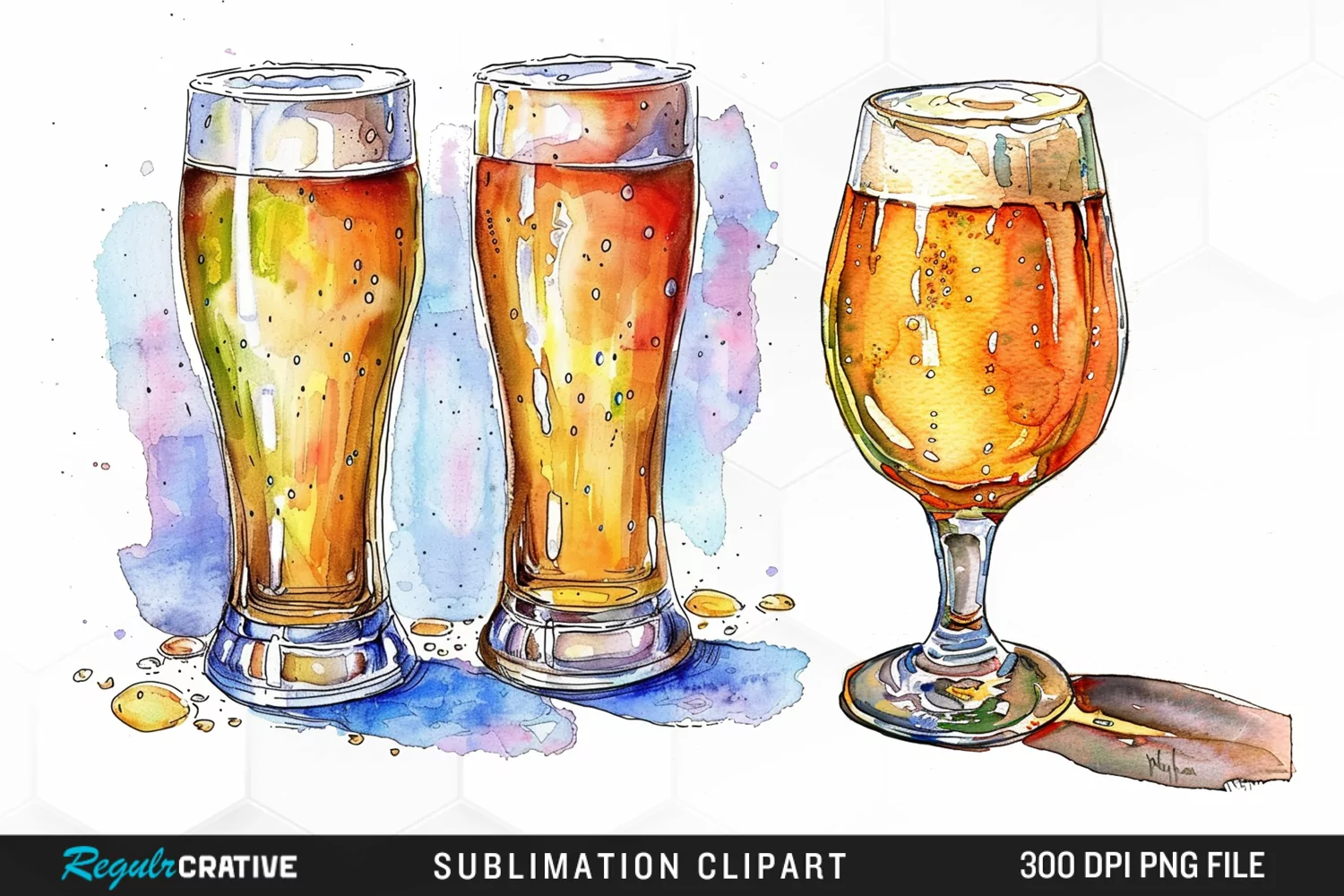 Watercolor Beer Glass Graphic Clipart product image 1