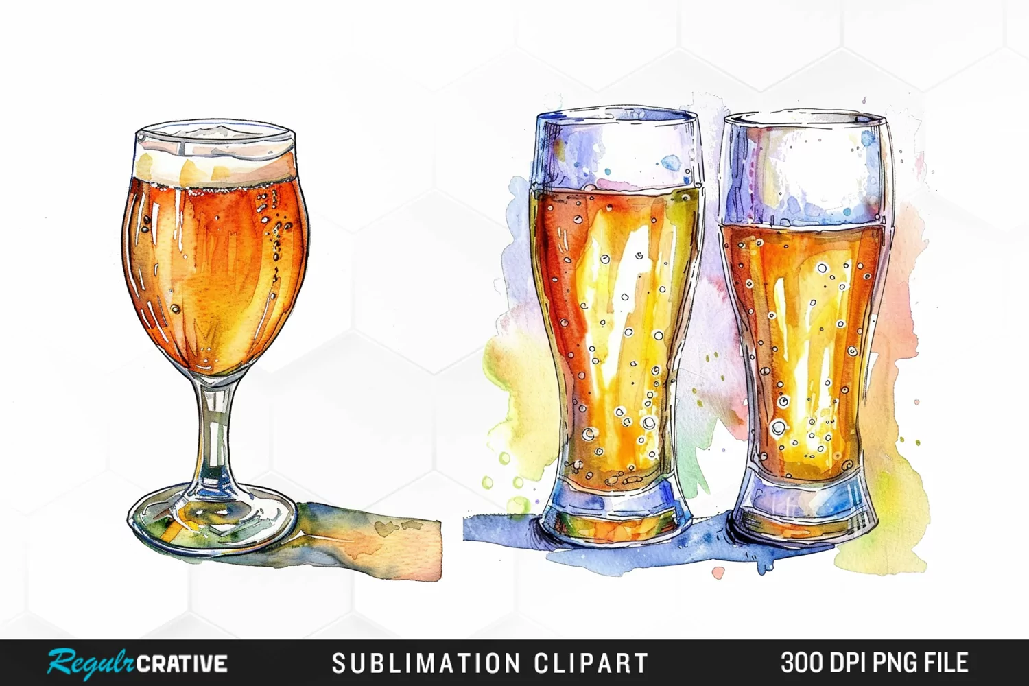 Watercolor Beer Glass Graphic Clipart product image 1