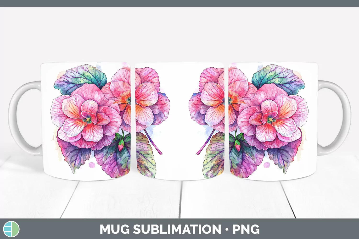 GorgeousWatercolor Mug Wrap design.