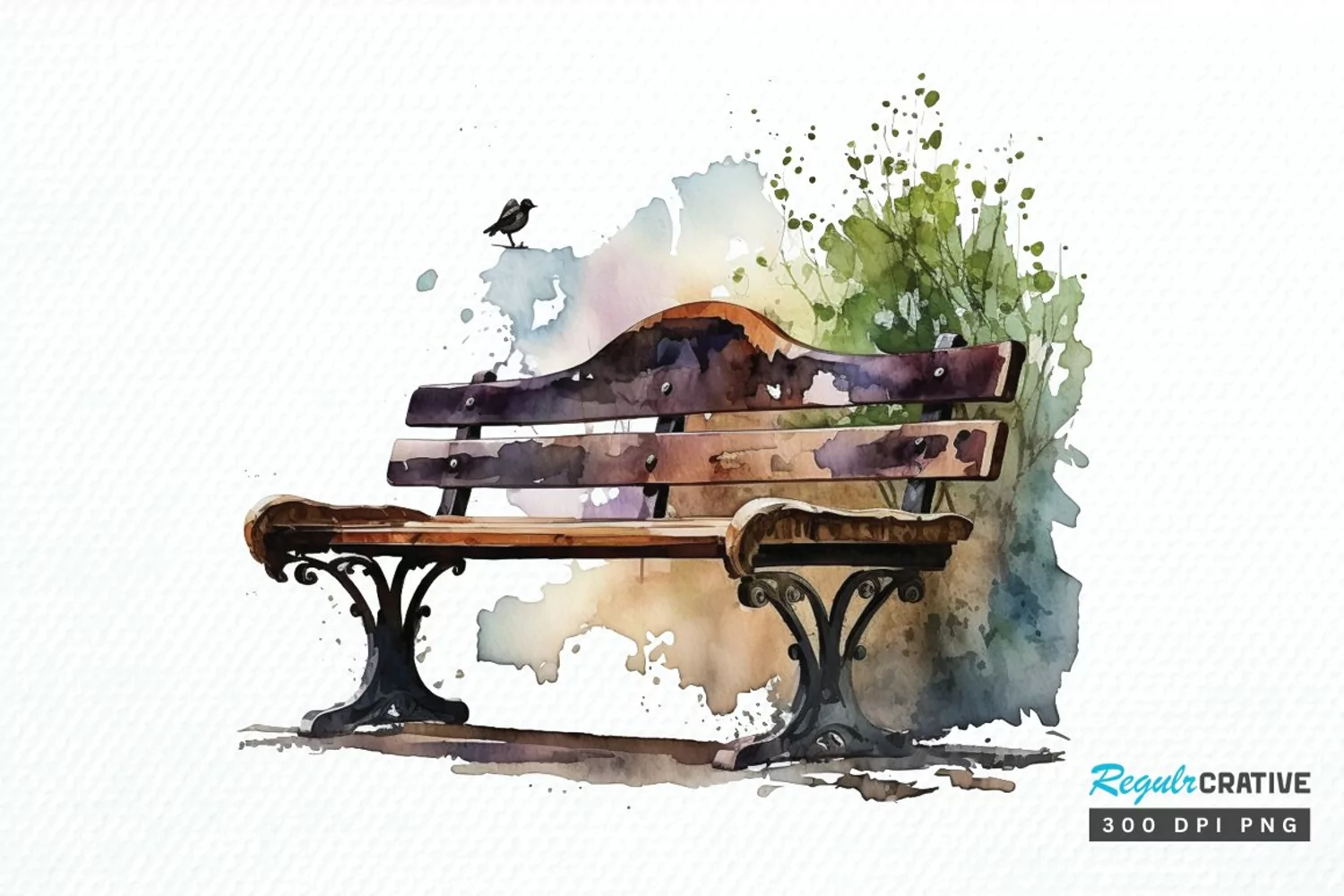 Watercolor Bench PNG Clipart product image 1