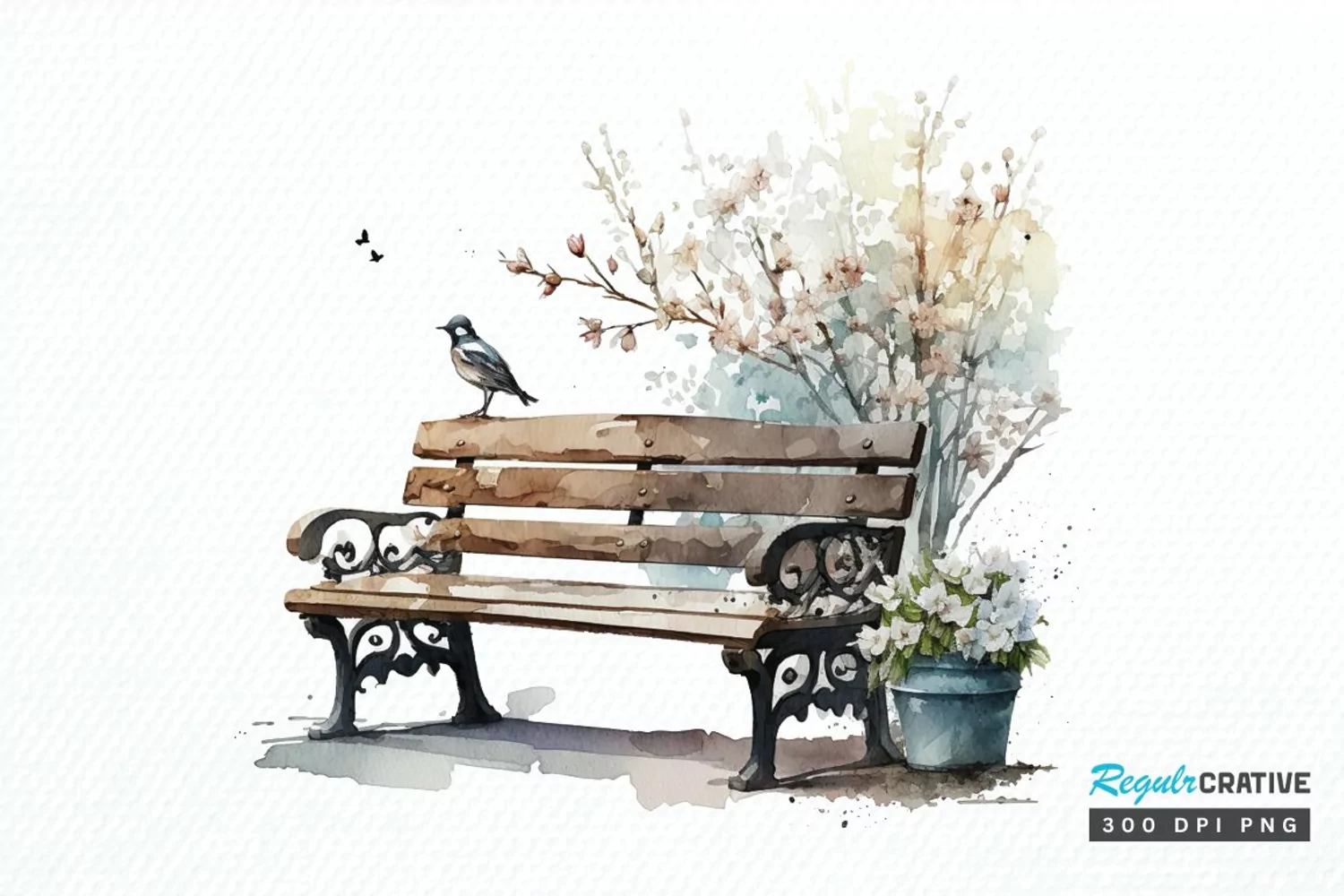 Watercolor Bench PNG Clipart product image 1