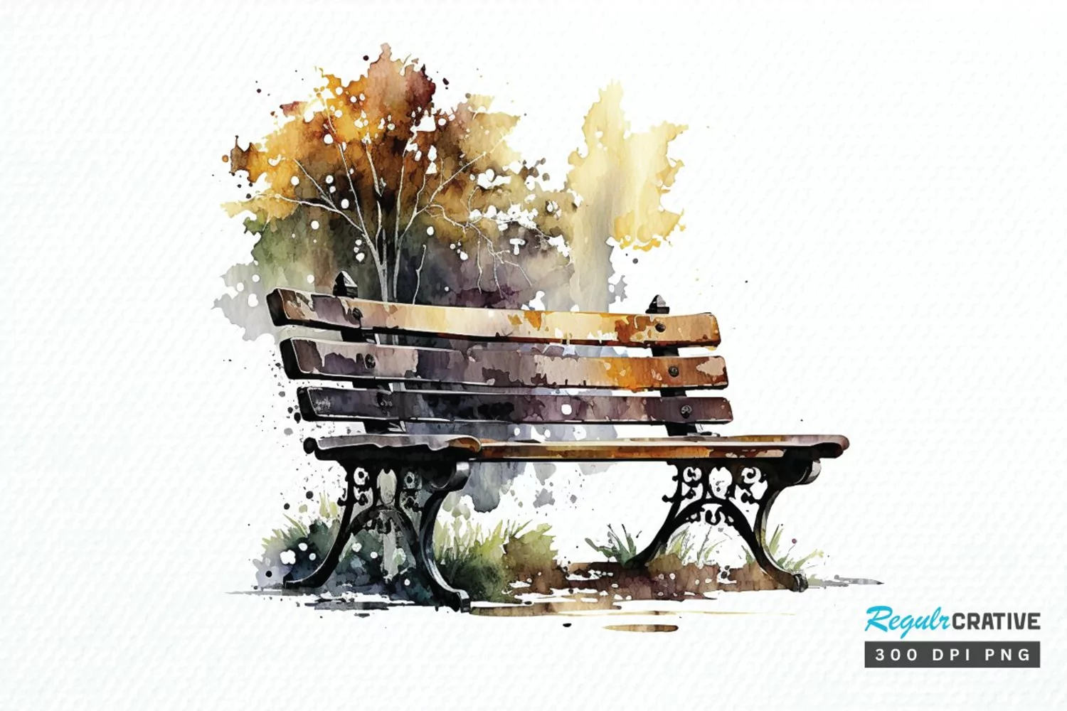 Watercolor Bench PNG Clipart product image 1