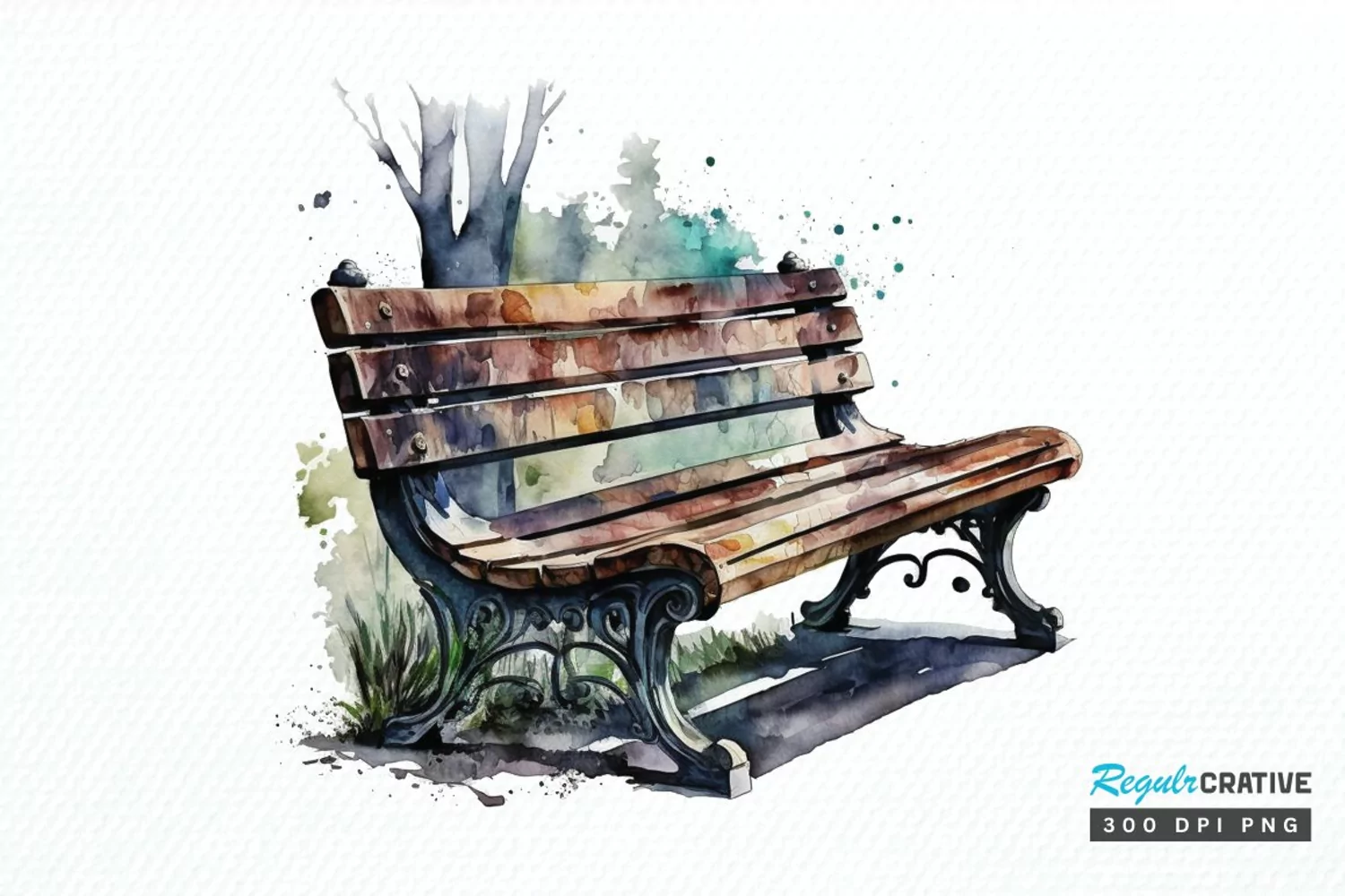 Watercolor Bench PNG Clipart product image 1