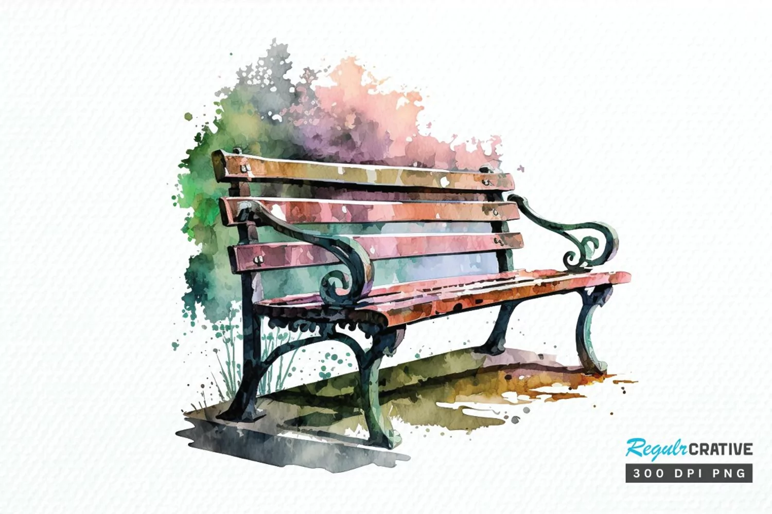 Watercolor Bench PNG Clipart product image 1